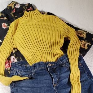 Cable & Gauge Mustard Yellow Turtle Neck Long Slee
